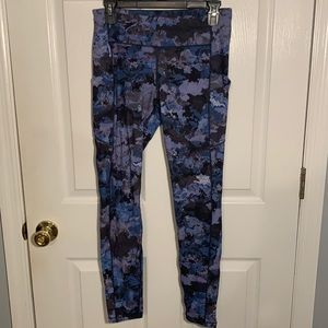 blue, purple patterned lululemon leggings